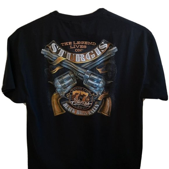 Mens STURGIS Black Hills Rally 2017 Black T Shirt Sz 2XL - Picture 2 of 2